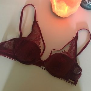Red strappy laced Calvin Klein bra